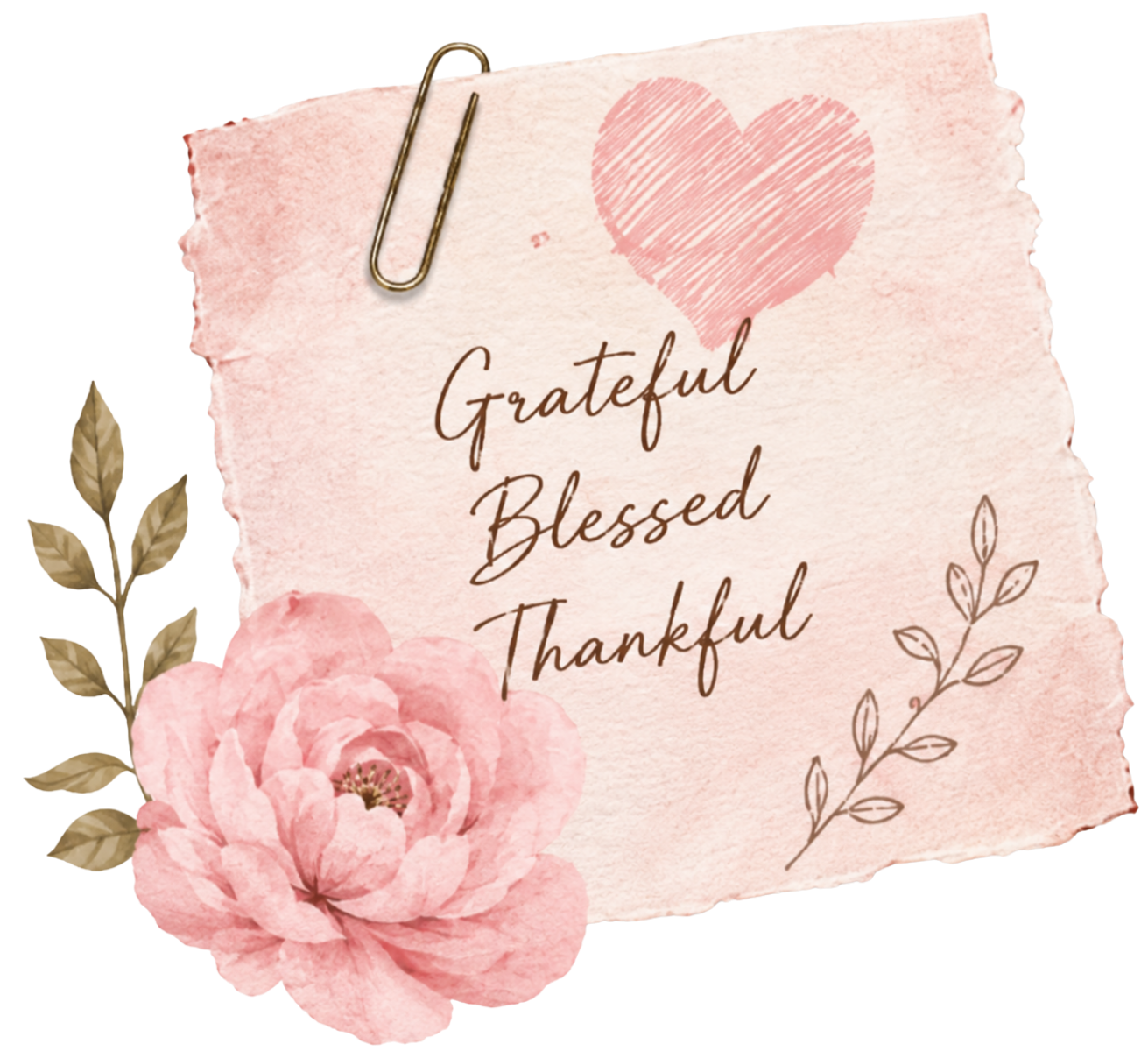 Grateful, Blessed, Thankful note