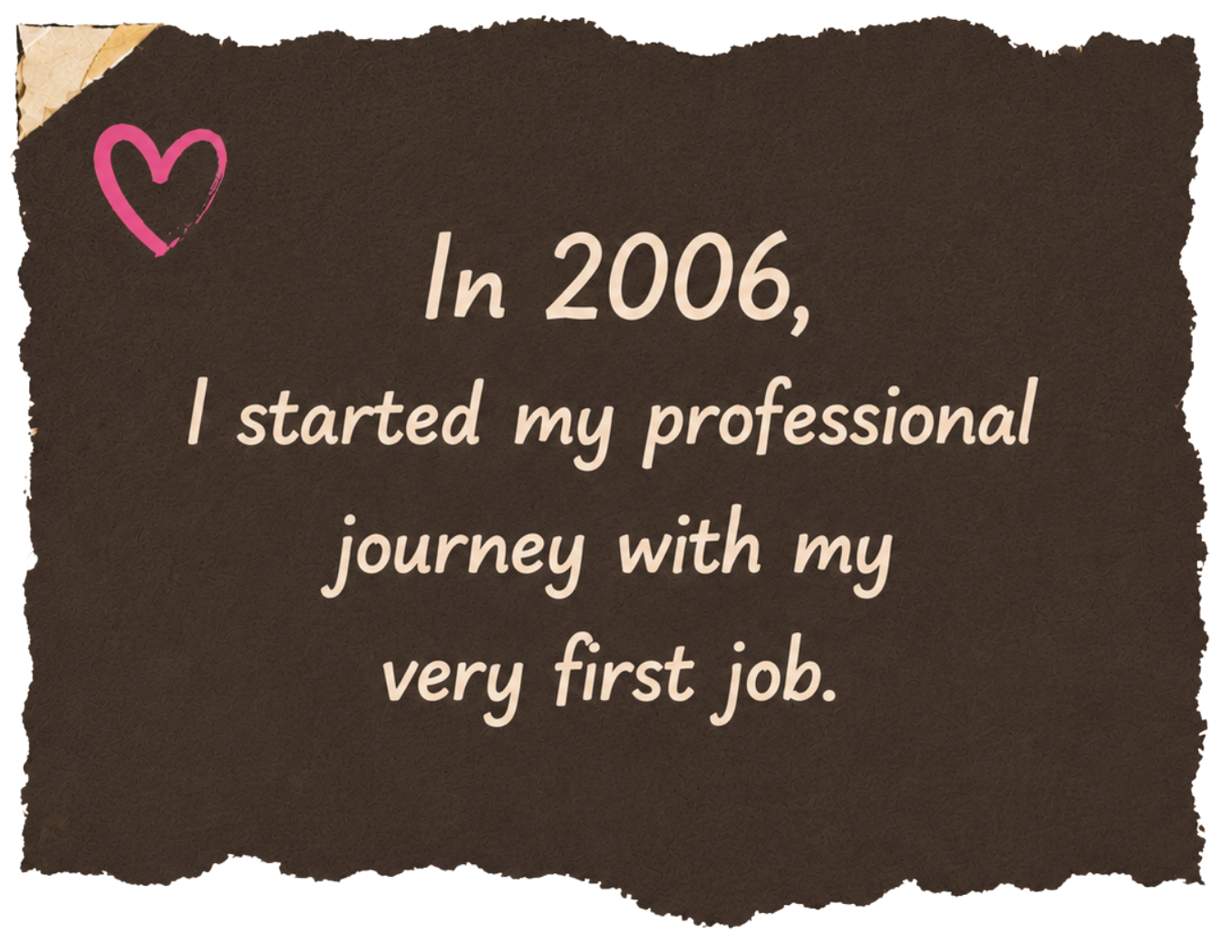 Pinky's note about starting her journey in 2006